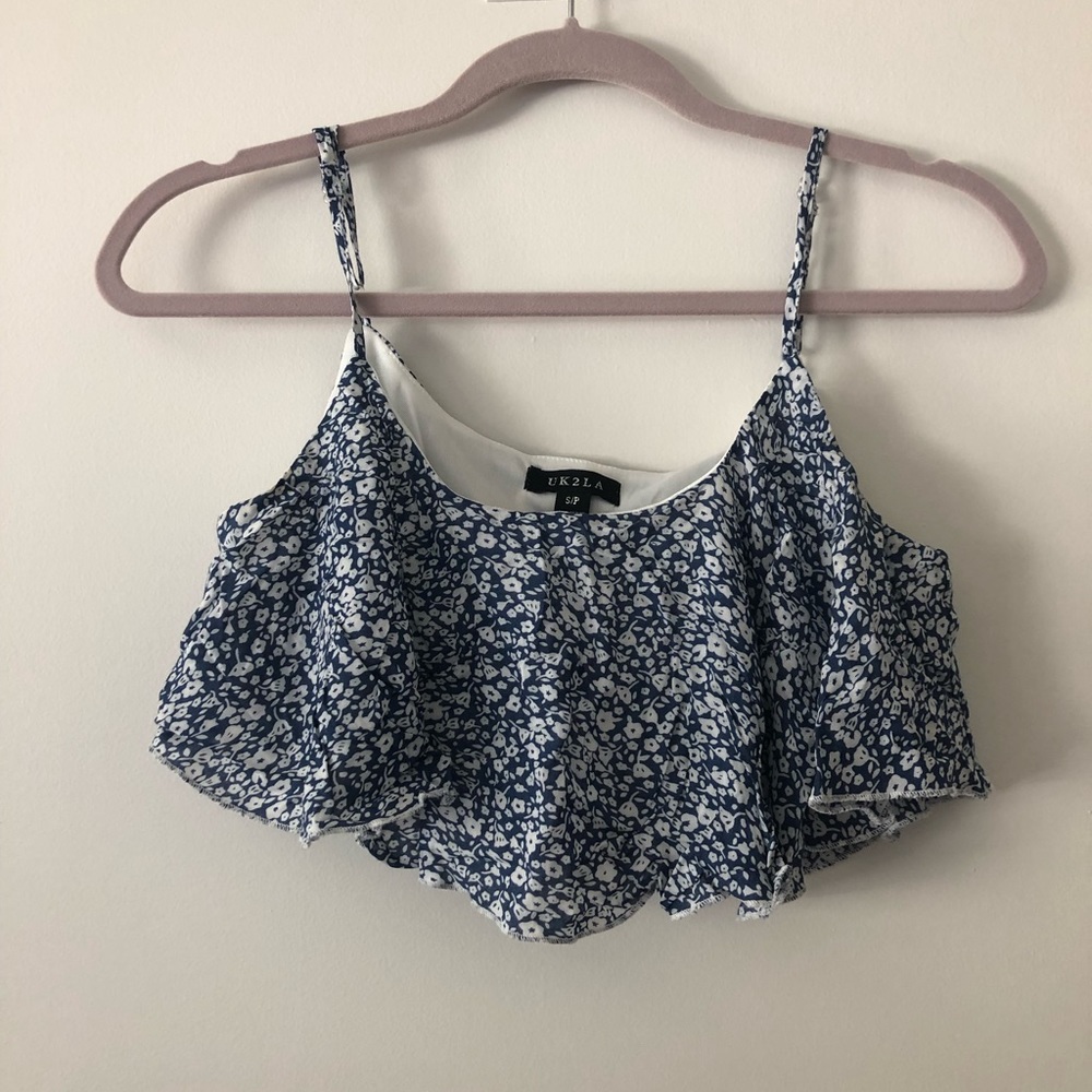 Blue flounce Crop Top